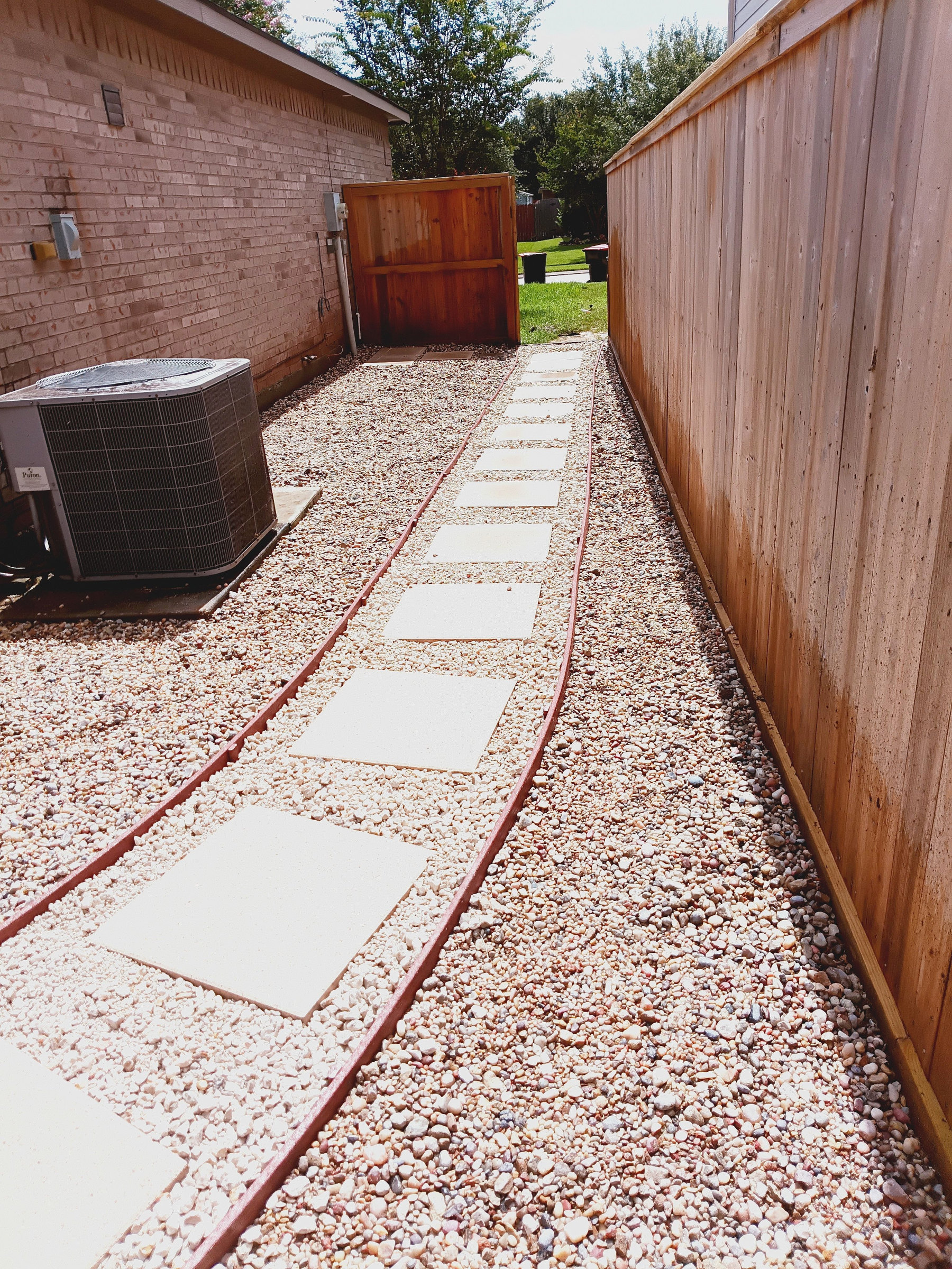 Fenced side path and AC clearance